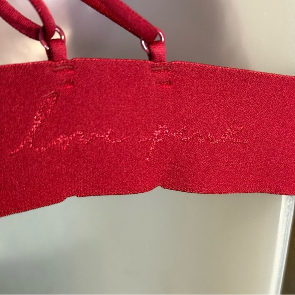 VS Pink Halter Bralette with Strappy back Size M color Wine red lined lace - Picture 4 of 4